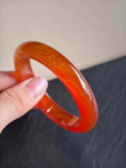 Natural Red Agate Bangle Leaf Style Size 51 mm