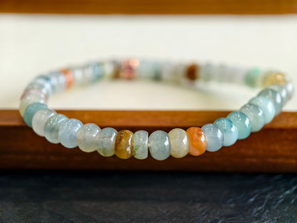Natural Multi-Colour Jadeite Jade Rondelle Bracelet Size 6 mm