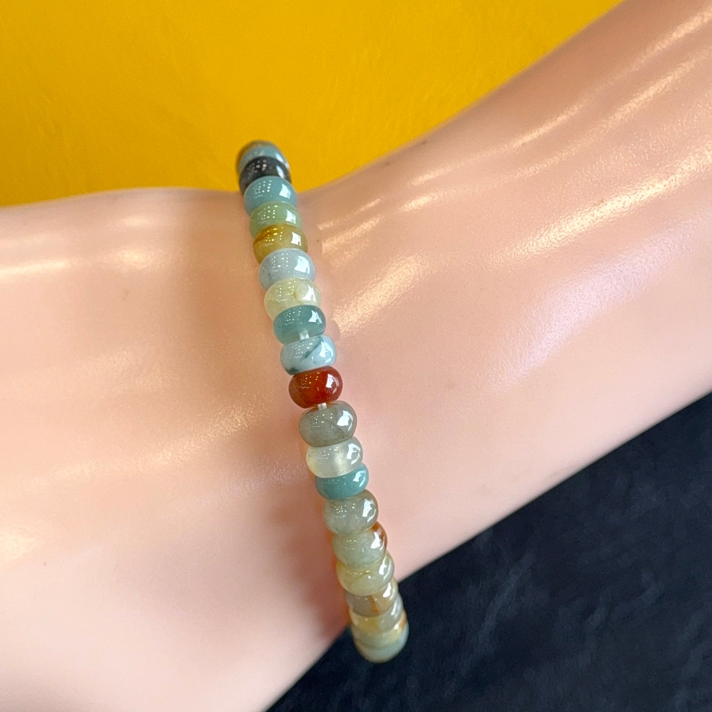 Natural Multi-Colour Jadeite Jade Rondelle Bracelet Size 6 mm