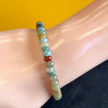 Natural Multi-Colour Jadeite Jade Rondelle Bracelet Size 6 mm