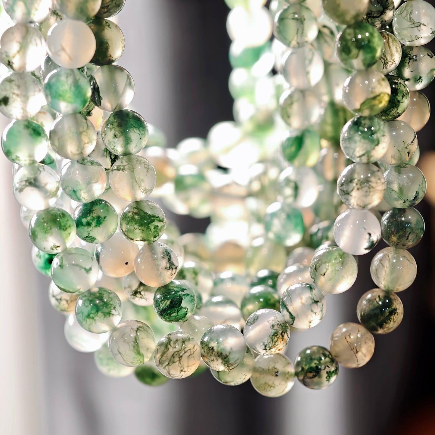 Natural Moss Agate Bracelet Size 6 mm