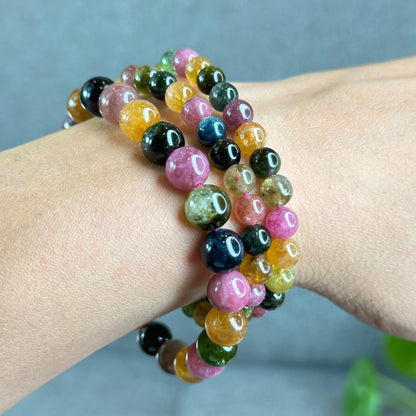Natural Multi-Colour Tourmaline Bracelet Size 9 mm
