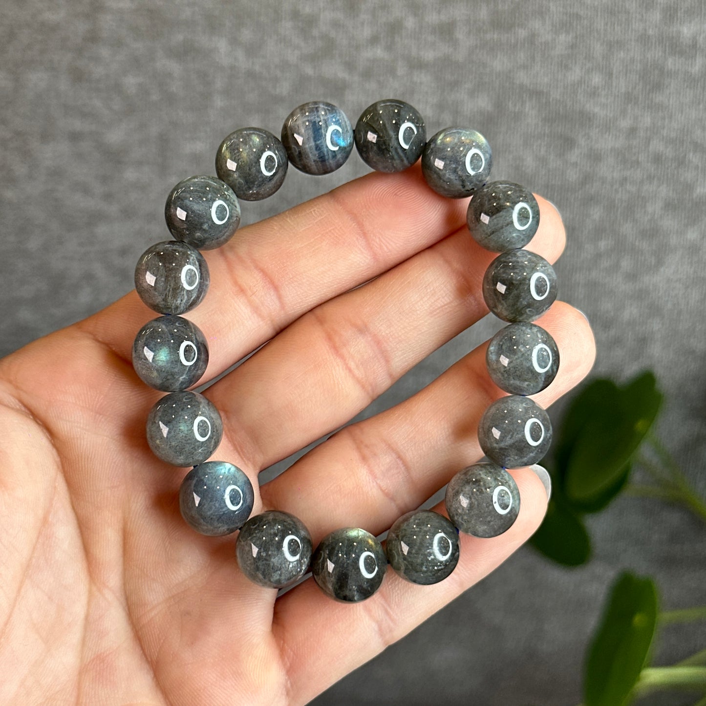 Natural Galaxy Dark Labradorite Bracelet Size 12.5 mm