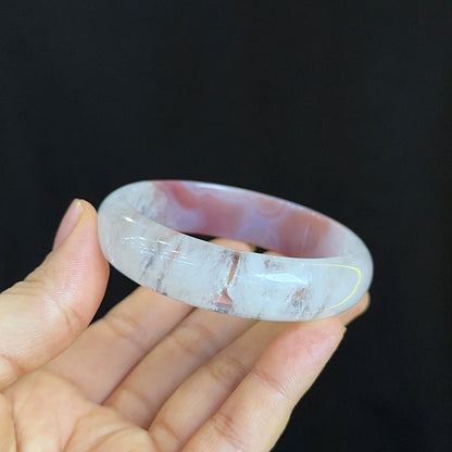 Special Natural Agate Bangle Leaf Style Size 56 mm