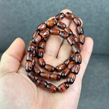 Natural Red Tiger Eye Barrel Bracelet Size 8 mm