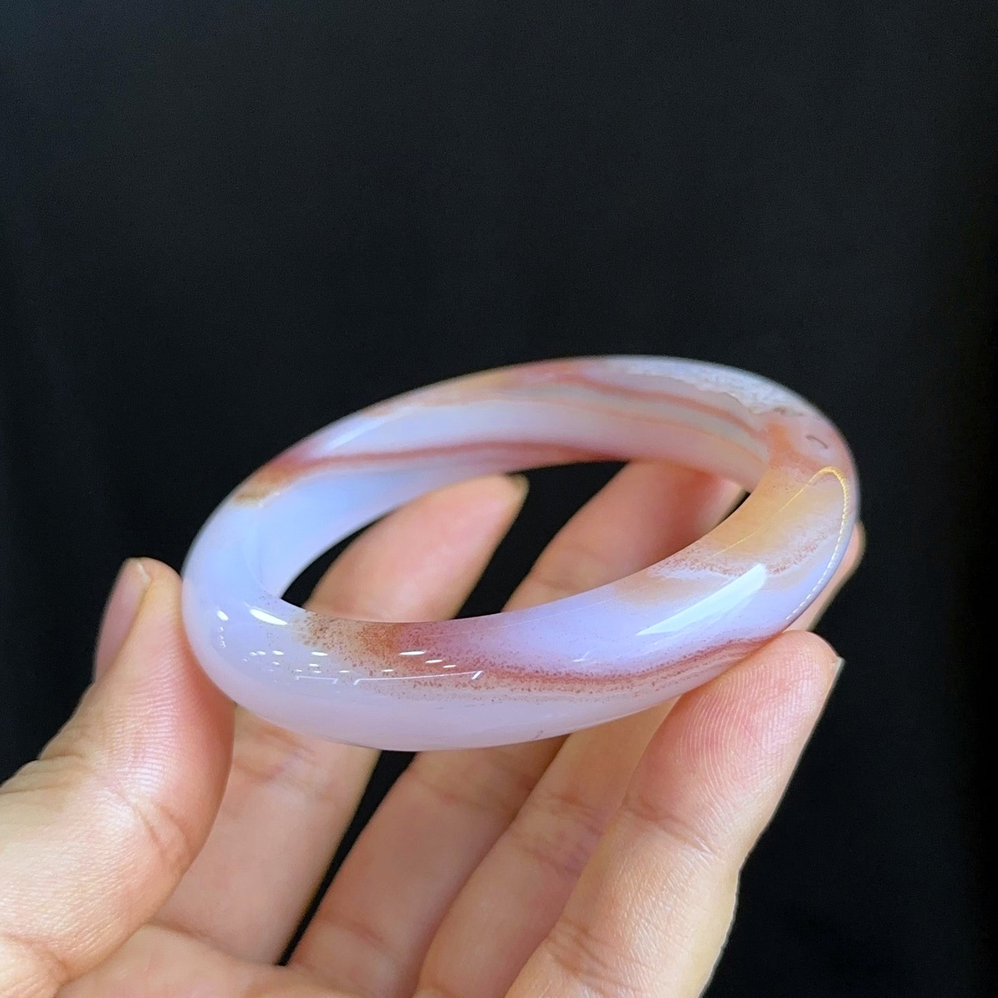 Special Natural Agate Bangle Leaf Style Size 53 mm