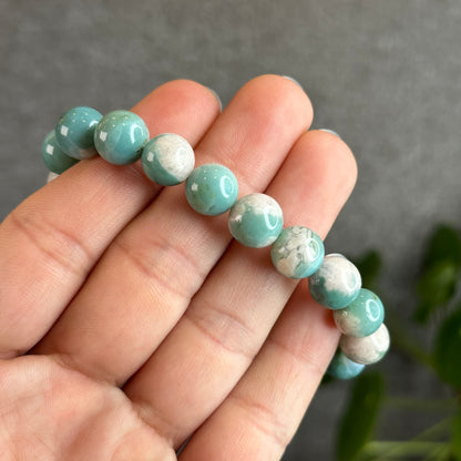 Tiffany Green Natural Floral Agate Bracelet Size 10 mm