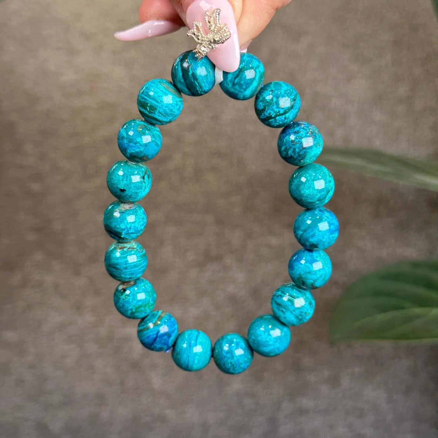 Aqua Blue with Copper Chrysocolla Bracelet Size 11.5 mm