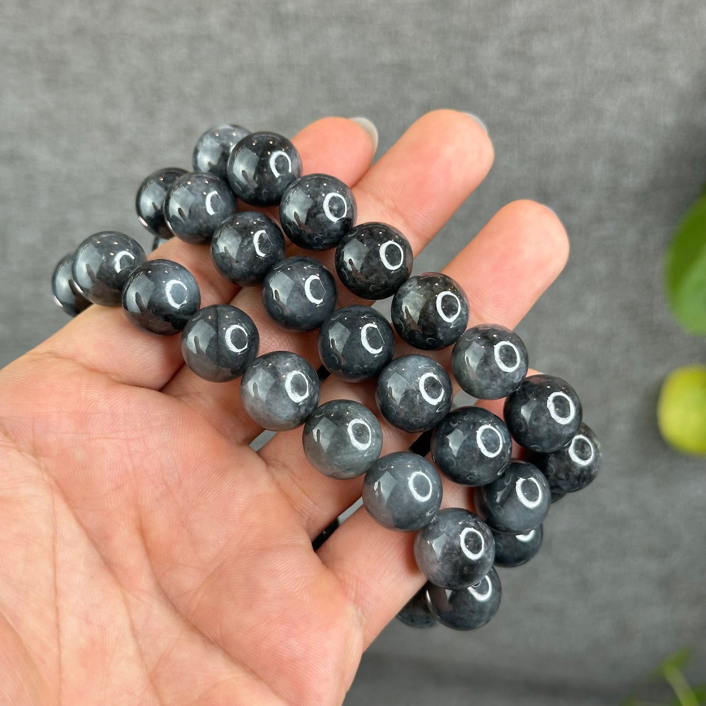 Natural Black Jadeite Jade Bracelet Size 13 mm