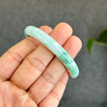 Son Thuy Light Green Natural Jadeite Jade Bangle Chopstick Style Size 51 mm