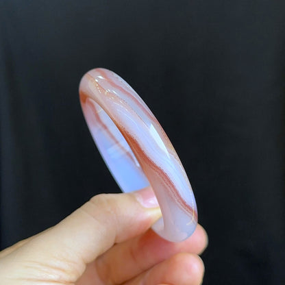 Special Natural Agate Bangle Leaf Style Size 53 mm