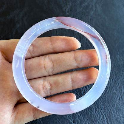 Natural Cinnibar Agate Bangle Leaf Style Size 62 mm
