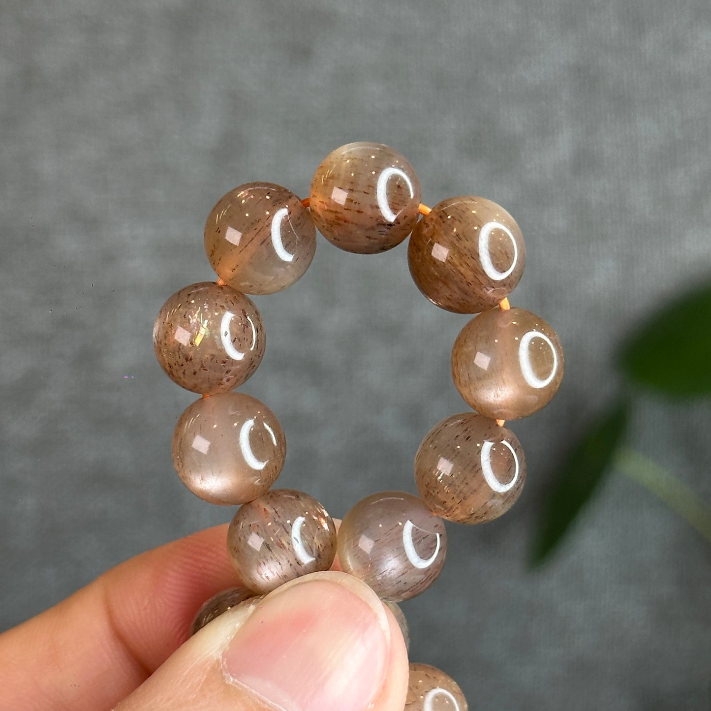 Golden Skeletal Sunstone Bracelet Size 10 mm