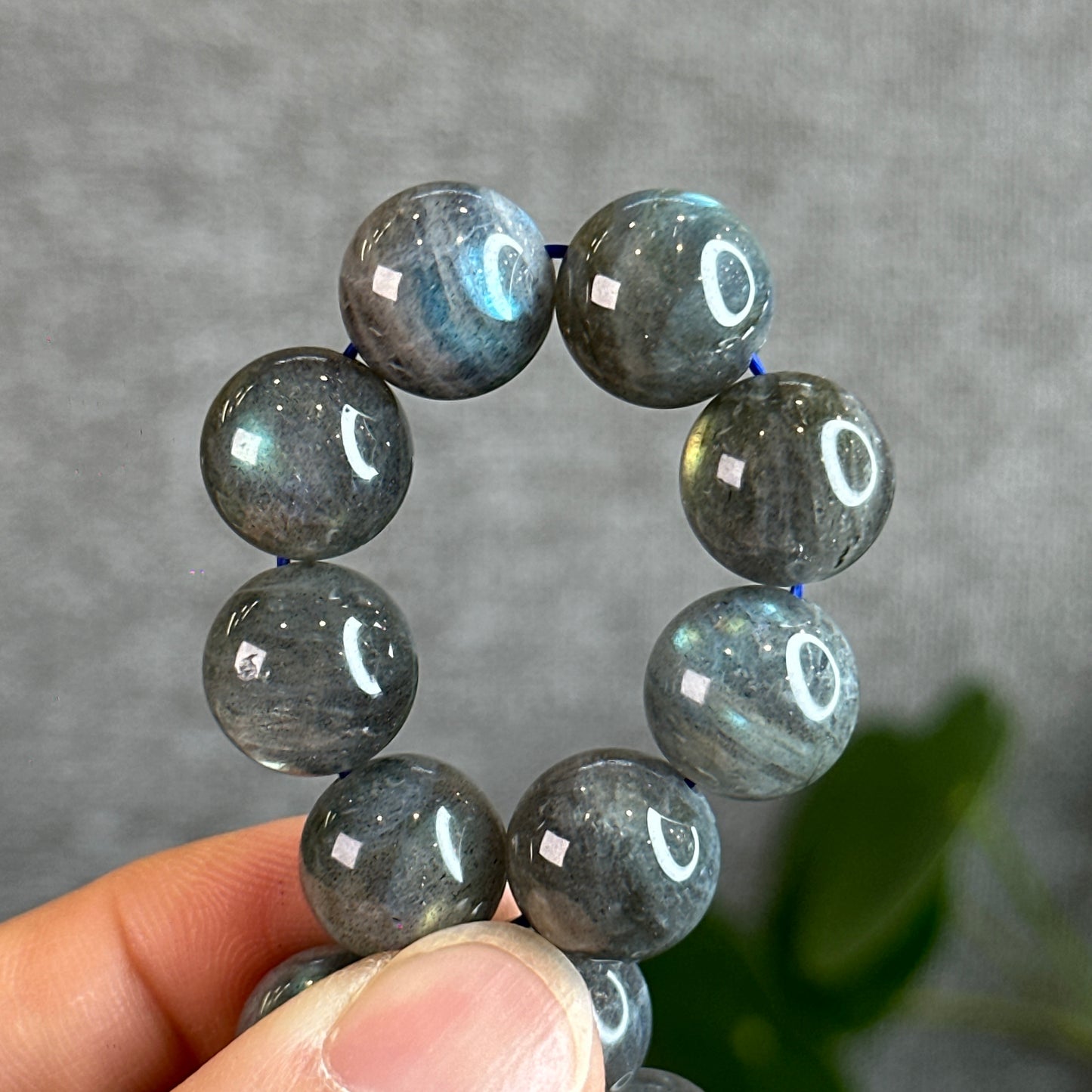 Natural Galaxy Dark Labradorite Bracelet Size 12.5 mm