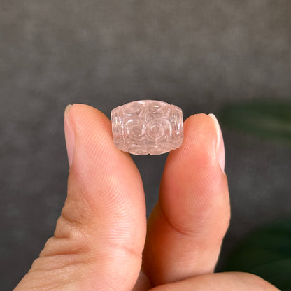 Pink Morganite Beryl Carved Lu Thong Bead Size 10.5 mm