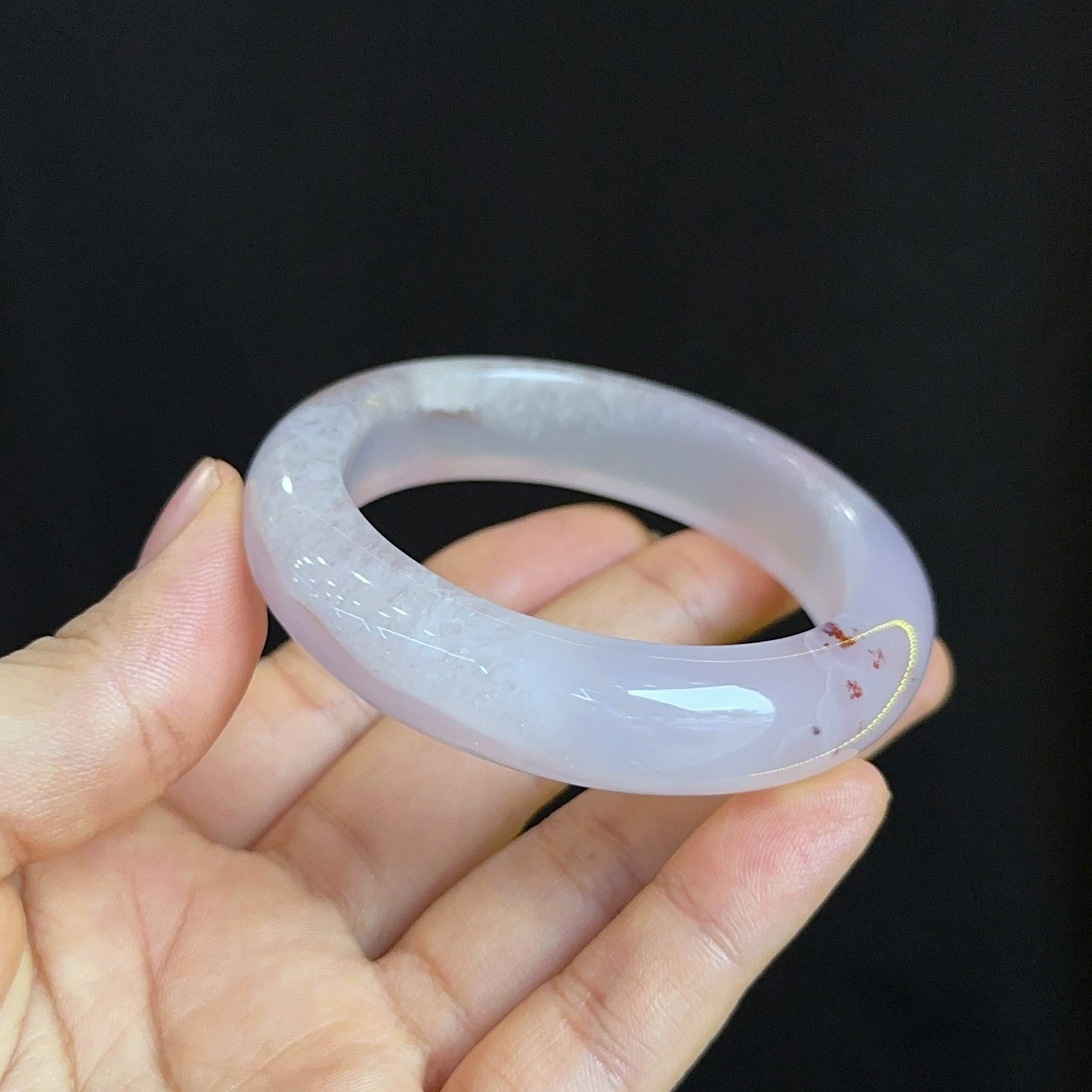 Special Natural Agate Bangle Leaf Style Size 53 mm