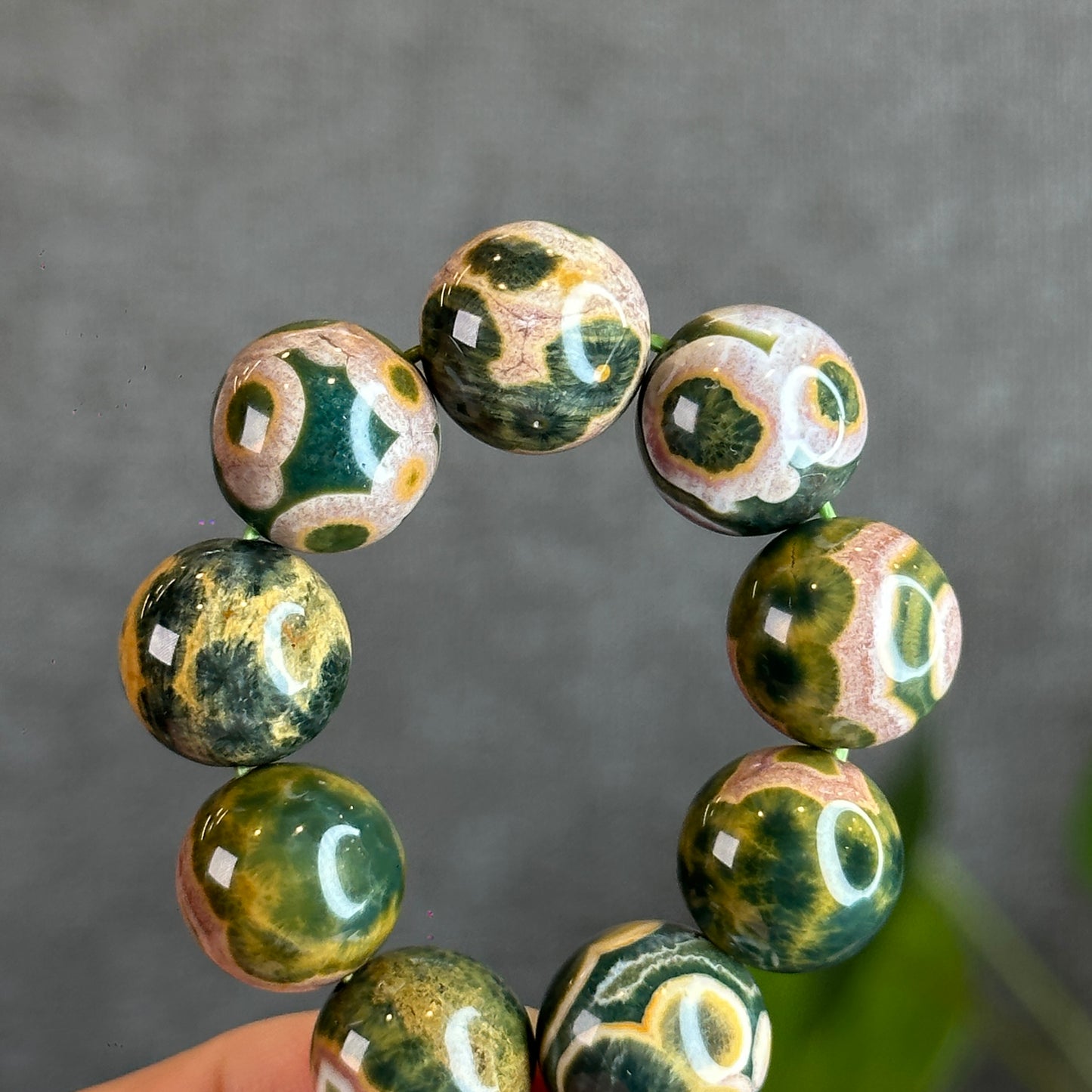 Green Multi Colour Ocean Jasper Bracelet Size 12.5 mm