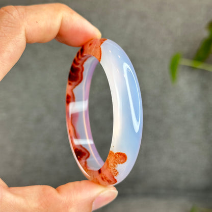 Natural Cinnabar Agate Bangle Size 53.5 mm