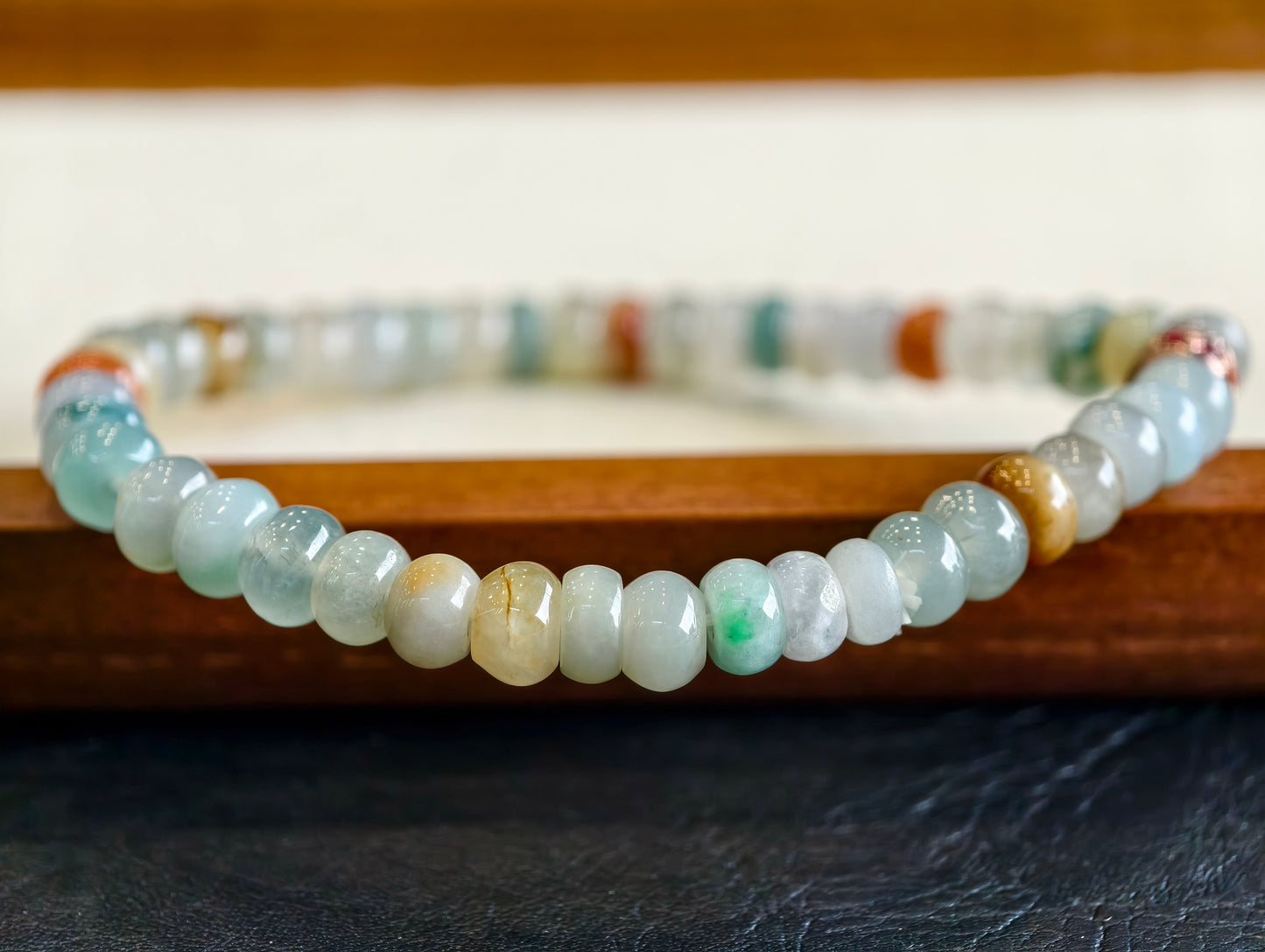 Natural Multi-Colour Jadeite Jade Rondelle Bracelet Size 6 mm