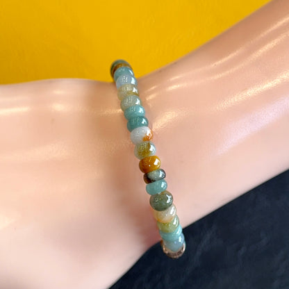 Natural Multi-Colour Jadeite Jade Rondelle Bracelet Size 6 mm