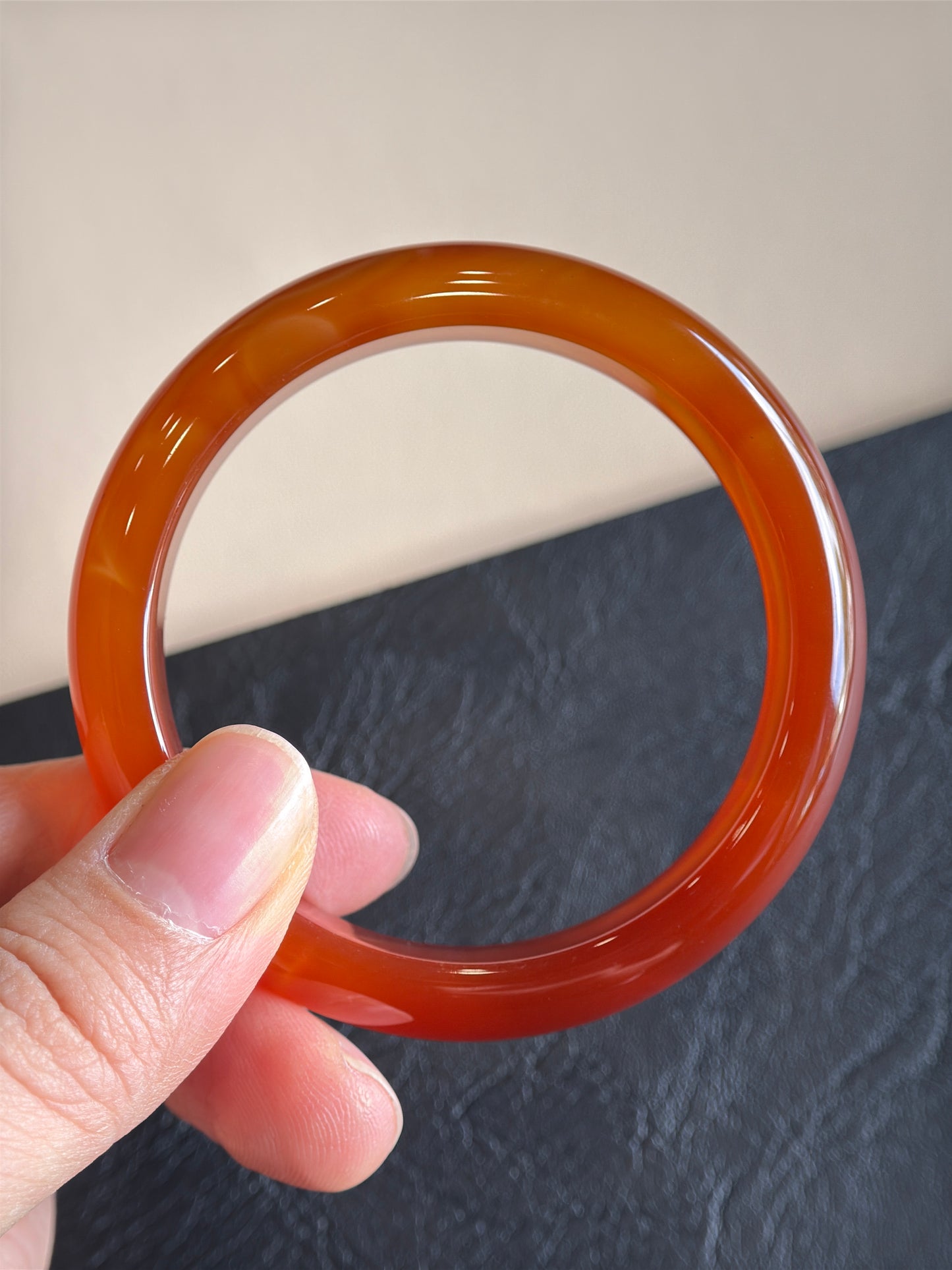 Natural Red Agate Bangle Leaf Style Size 51 mm
