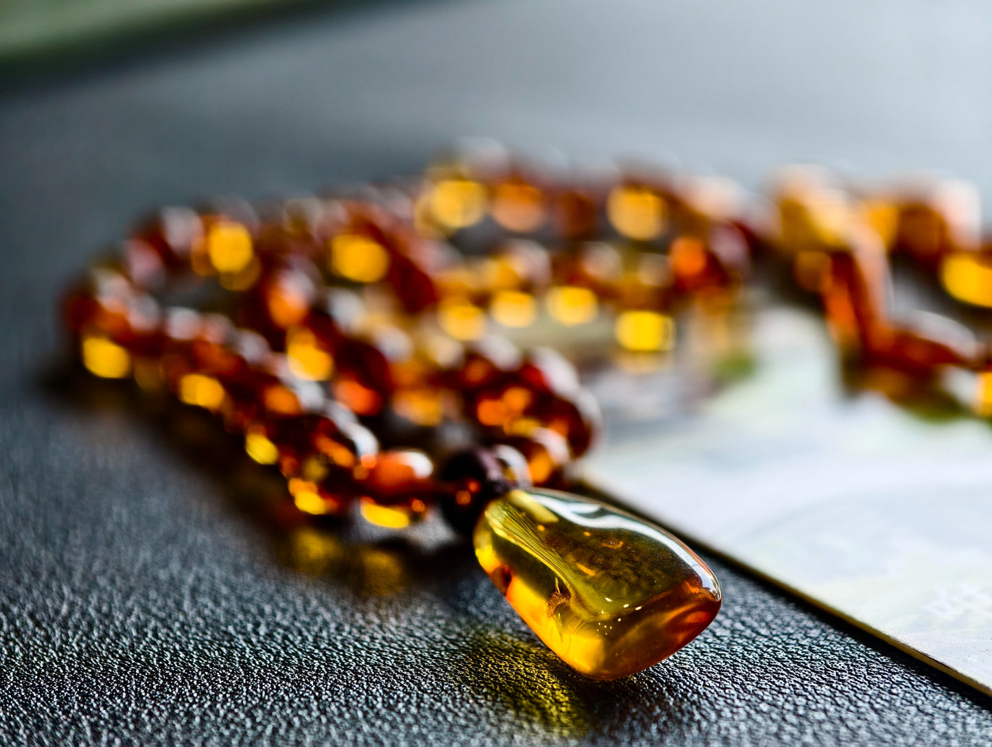 Natural Amber Necklace and Bracelet with Pendant for Kids