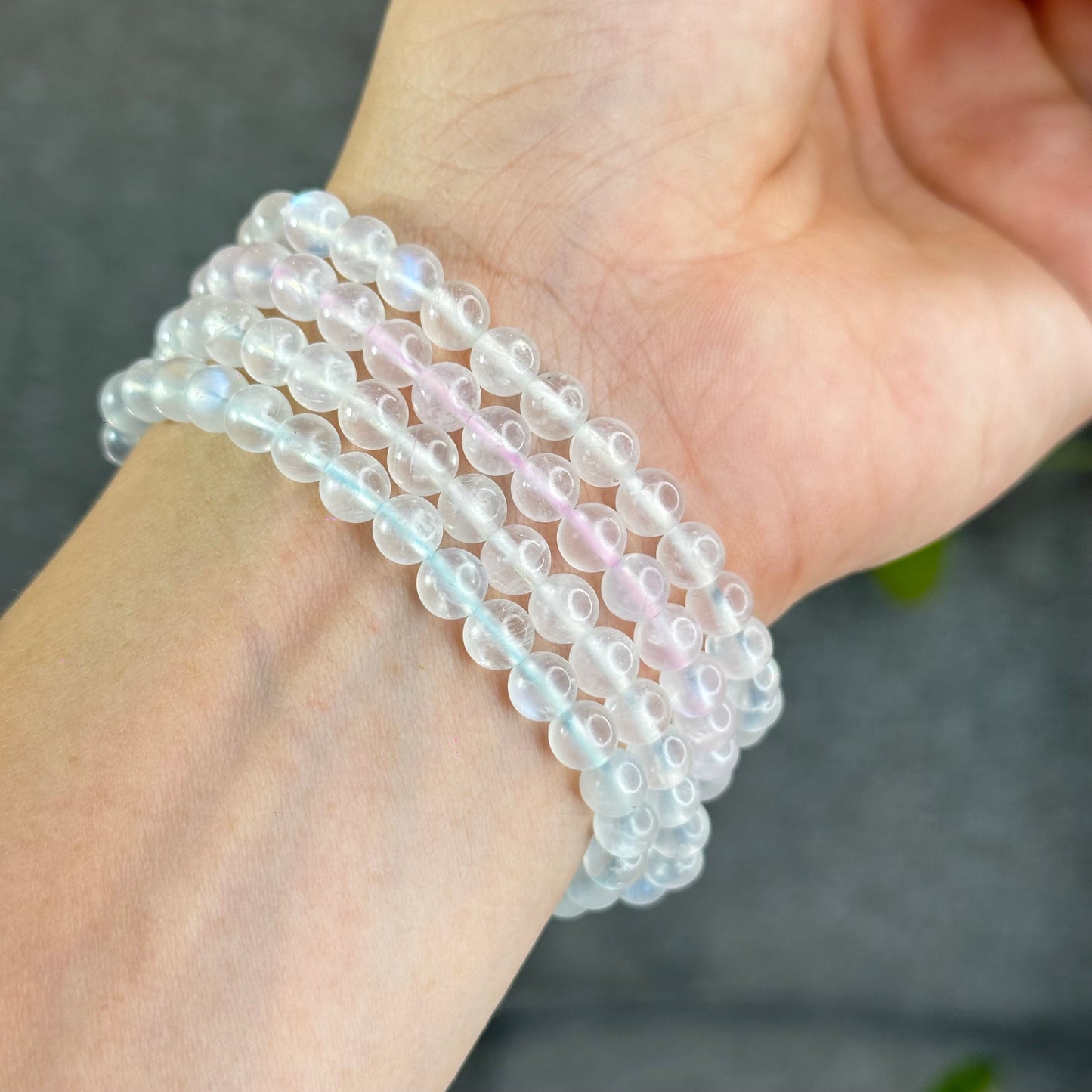 Natural Blue Moonstone Bracelet Size 6 mm
