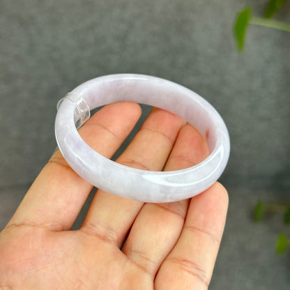 Natural Lavender with One Dot of Orange Jadeite Jade Type A Oval Leaf Style Bangle Size 51-52 mm mm Certificate 296365