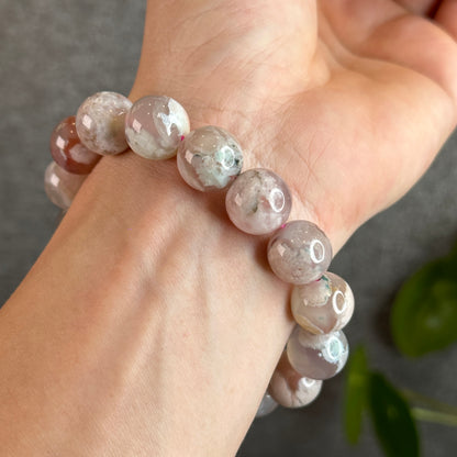 Natural Floral Agate Bracelet Size 13.5 mm