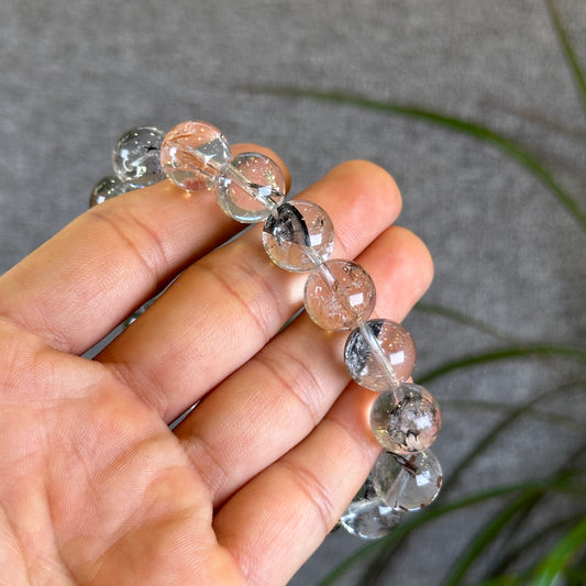 Colorful Natural Herkimer Diamond Quartz Bracelet Size 13 mm