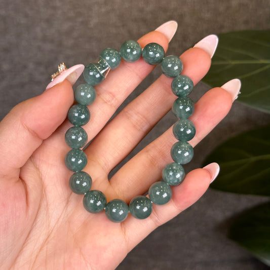 Bracelet Jadeite Vert d'Eau Clair Taille 10 mm