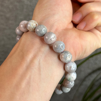 Natural Purple Floral Agate Bracelet Size 11.5 mm