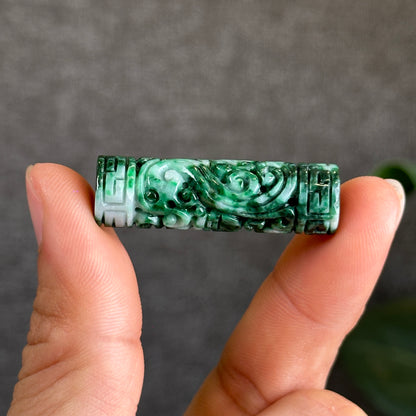 Nhu Y Carved Jadeite Jade Cylinder Pendant