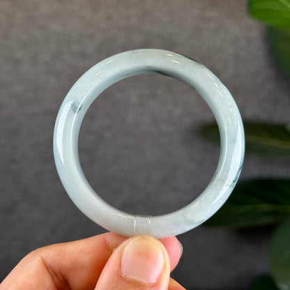 Water Green Floral Pattern Jadeite Jade Bangle Leaf Sytle Size 49.3 mm Certificate 275953