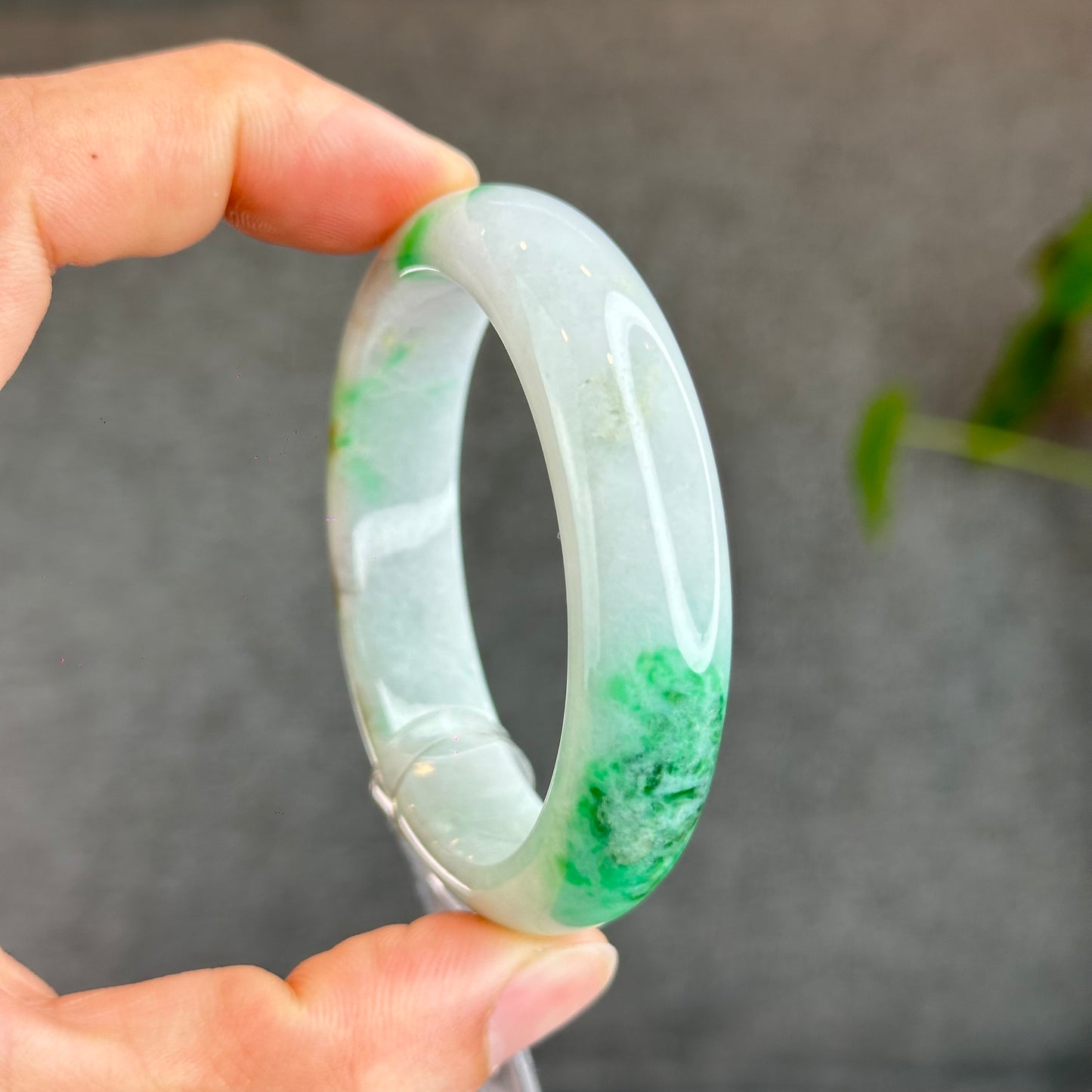 Light Green Natural Jadeite Jade Leaf Style Size 51.44 mm