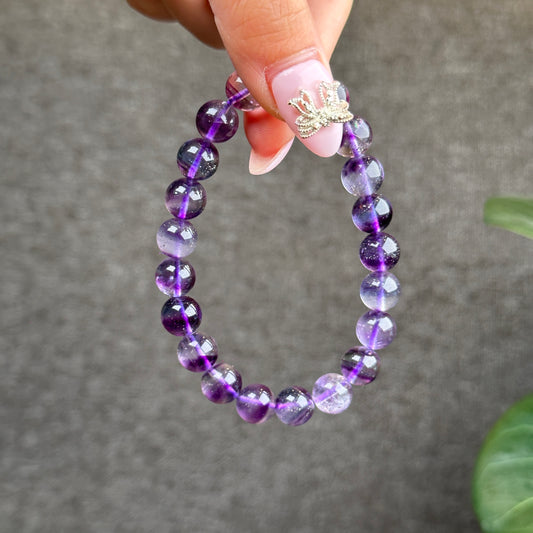 Natural Fluorite with Pyrite Bracelet Size 9 mm