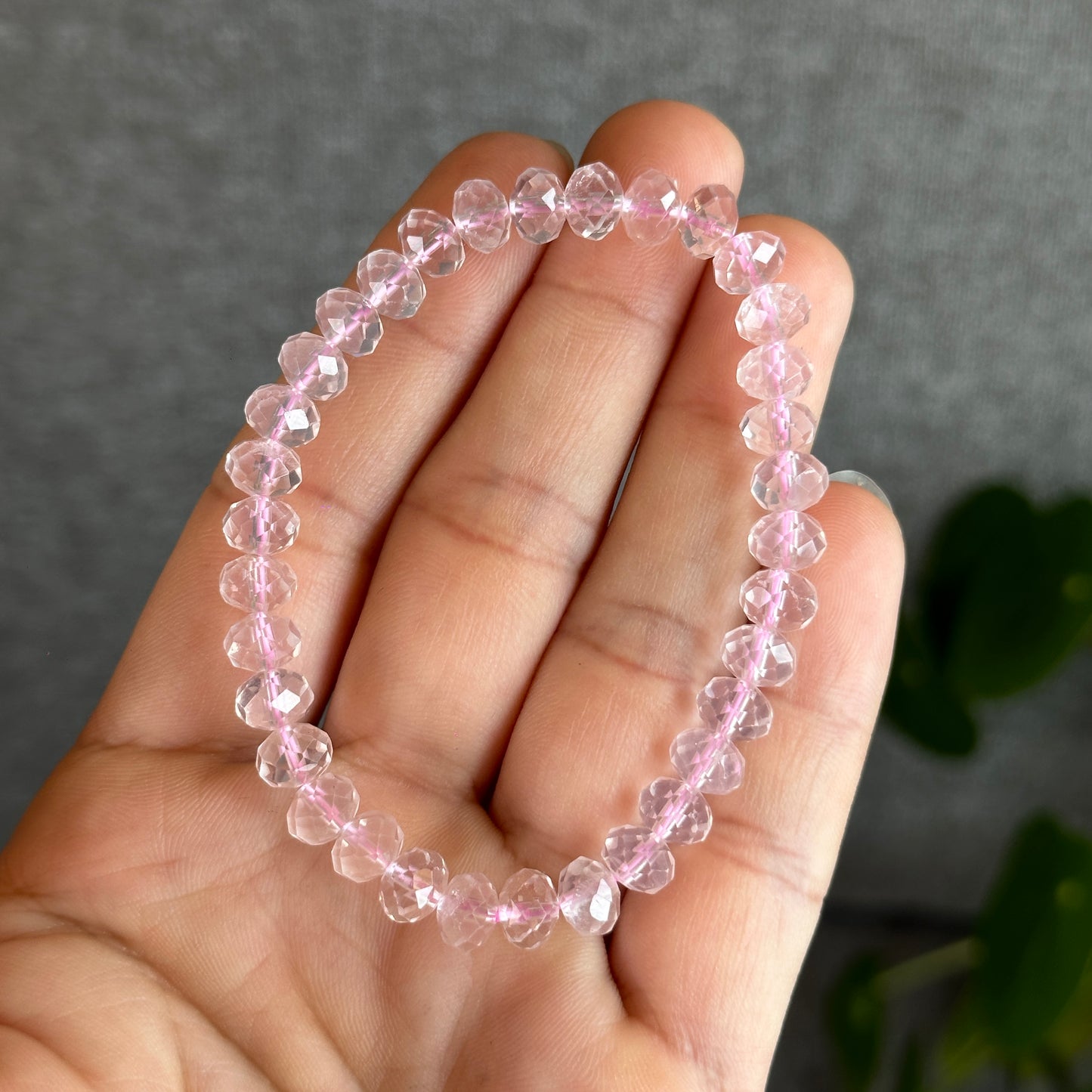 Rose Quartz Faceted Rondell Bracelet Size 7 mm