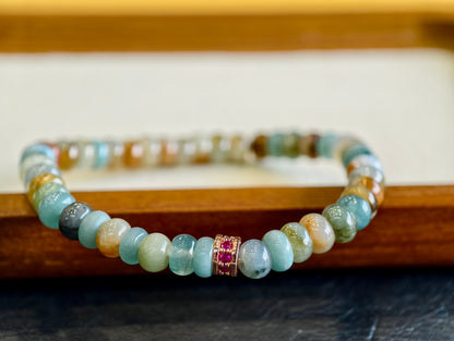 Natural Multi-Colour Jadeite Jade Rondelle Bracelet Size 6 mm