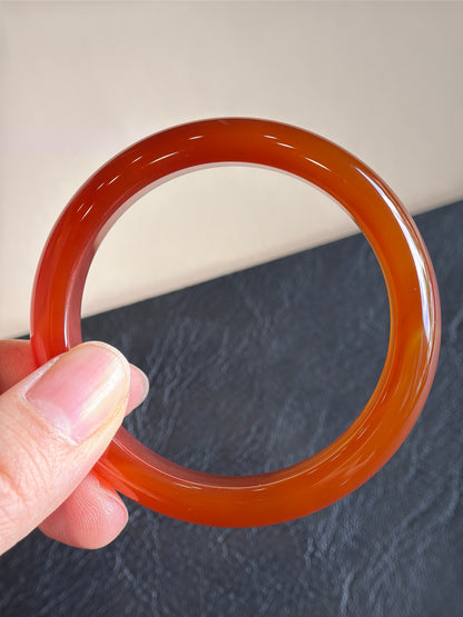 Natural Red Agate Bangle Leaf Style Size 51 mm