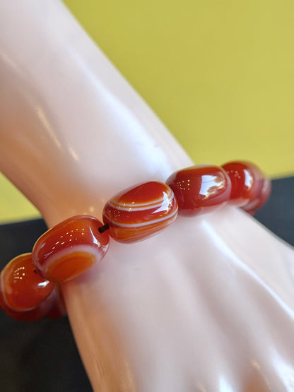Natural Lu Thong Red Agate Bracelet Size 13.3 mm