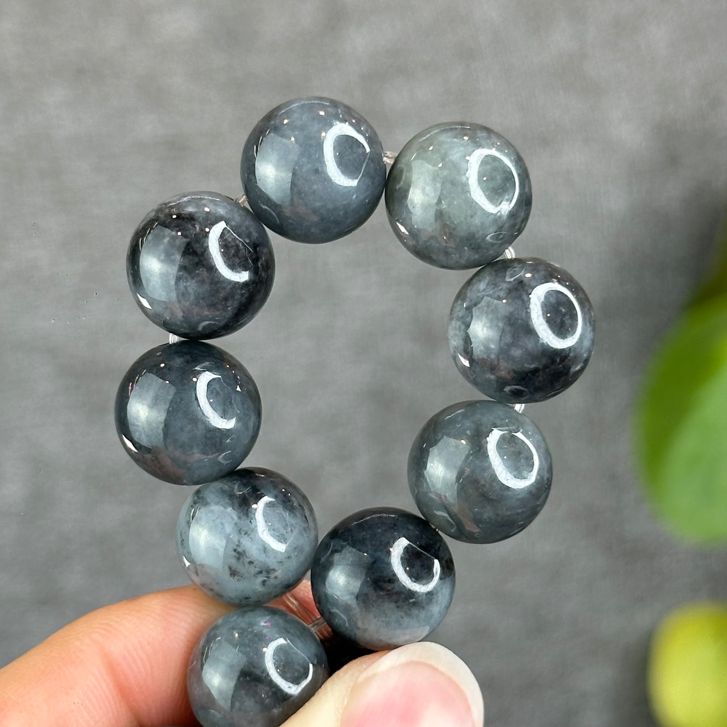 Natural Black Jadeite Jade Bracelet Size 13 mm