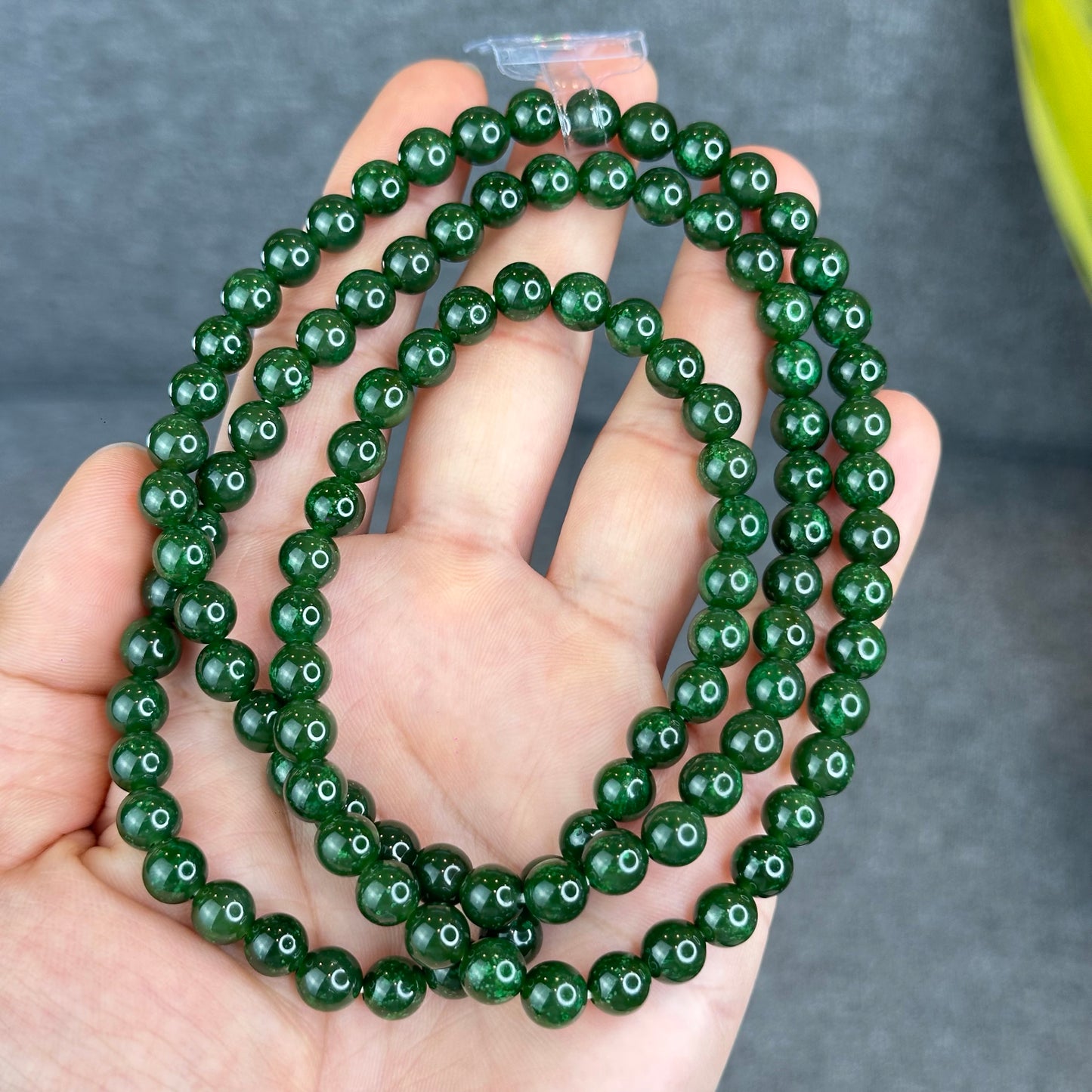 Natural Nephrite Jade High Quality Triple Wrap (108 Bead) Bracelet Size 7 mm