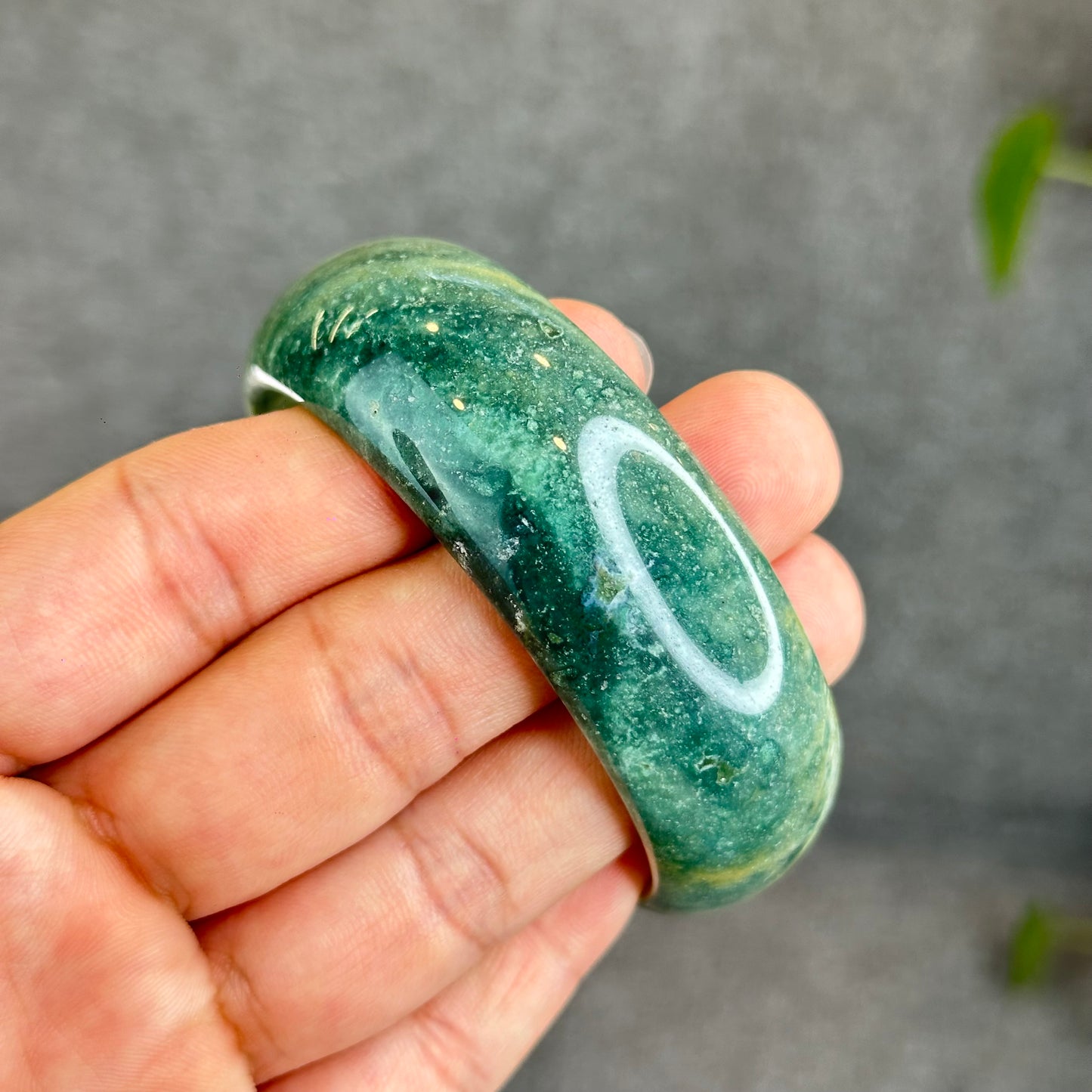 Colourful Natural Chalcedony Bangle Leaf Style Size 58.2 mm