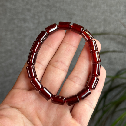 Garnet Cylinder Bracelet Size 8 mm