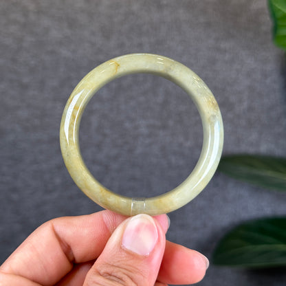 Orange Jadeite Jade Bangle Leaf Sytle Size 49.4 mm Certificate 455835