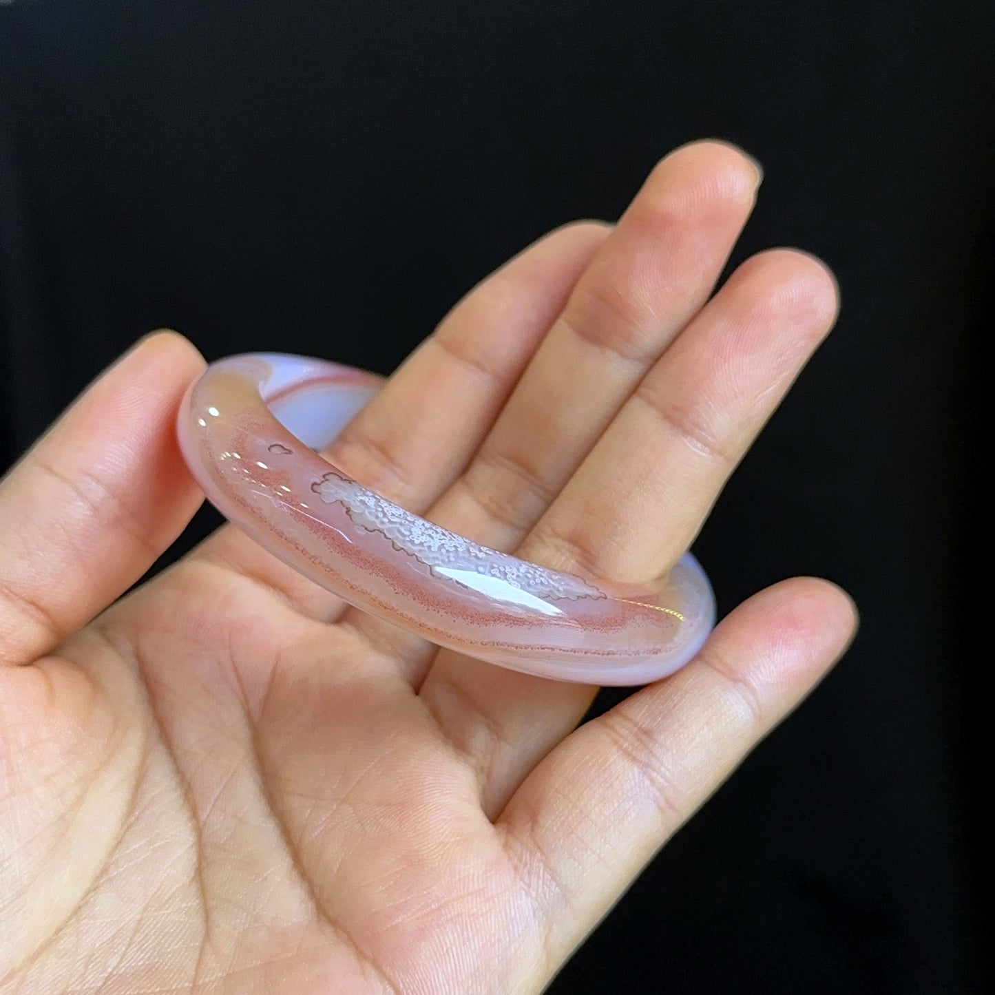 Special Natural Agate Bangle Leaf Style Size 53 mm