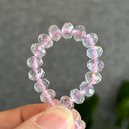 Rose Quartz Faceted Rondell Bracelet Size 7 mm