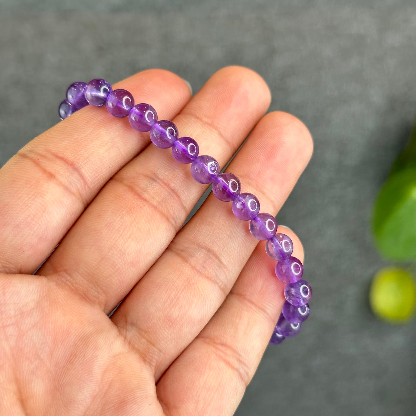 Natural Amethyst Bracelet Size 6 mm