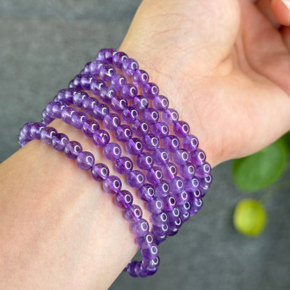Natural Amethyst Bracelet Size 6 mm
