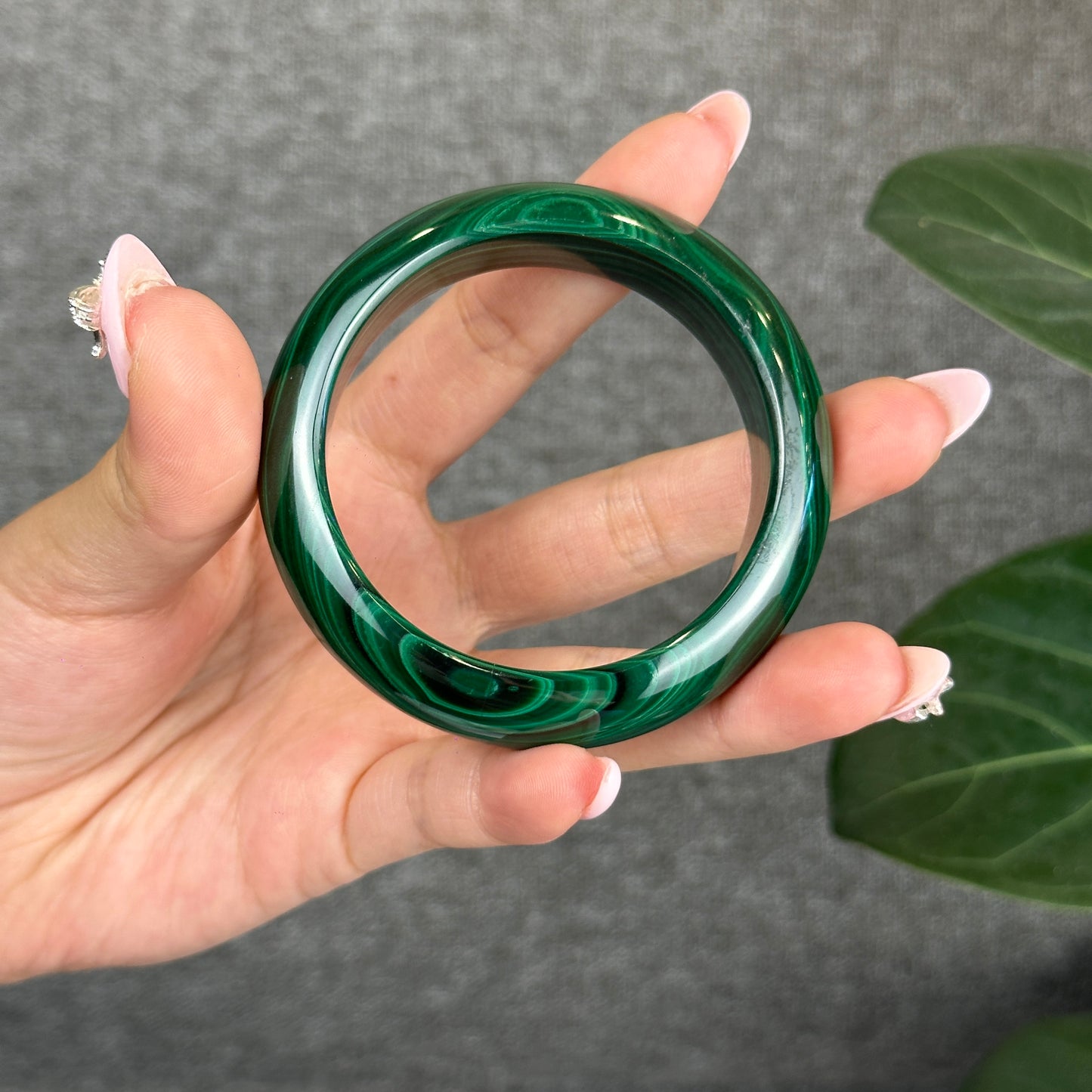 Malachite Bangle Leaf Style Size 51 mm